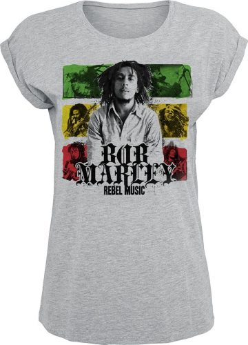 Bob Marley Rebel Music Stripes Dámské tričko šedý vres