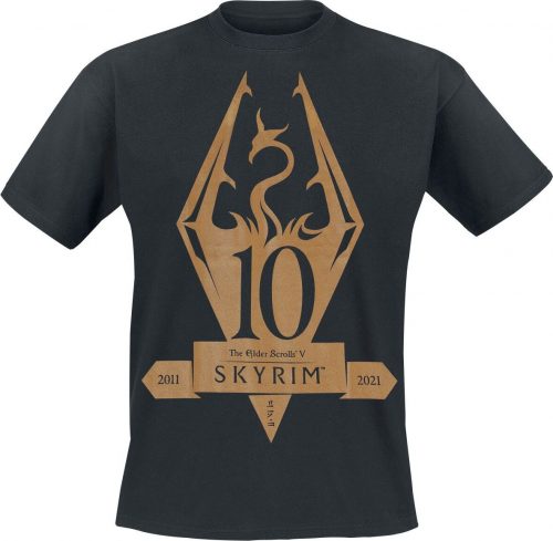 Skyrim Metallic Skyrim - 10th Anniversary Tričko černá
