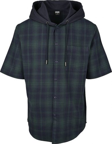 Urban Classics Tričko s kapucí a krátkými rukávy Košile námornická modr/zelená