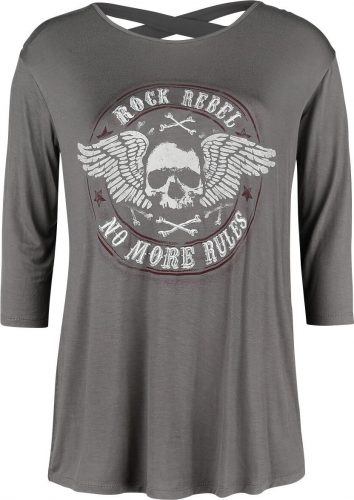 Rock Rebel by EMP Šedý top s dlouhými rukávy a detailem na zádech Dámské tričko s dlouhými rukávy šedá