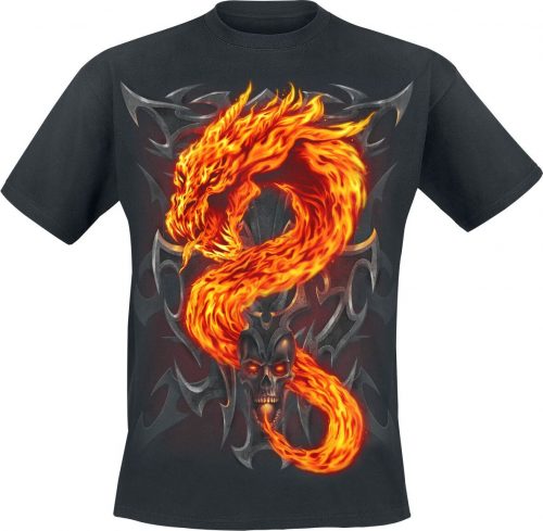 Spiral Fire Dragon Tričko černá
