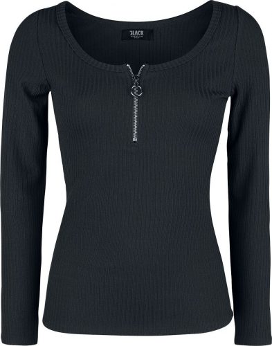 Black Premium by EMP Černý top s dlouhými rukávy se zipem na dekoltu Dámské tričko s dlouhými rukávy černá