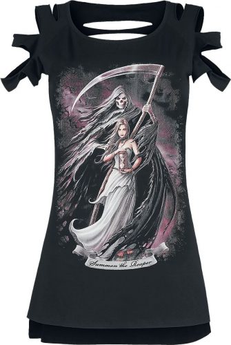 Gothicana by EMP Černé tričko Gothicana X Anne Stokes s potiskem a otvory Dámské tričko černá