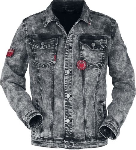 Rock Rebel by EMP Rocková denimová bunda s detaily Džínová bunda cerná/šedá