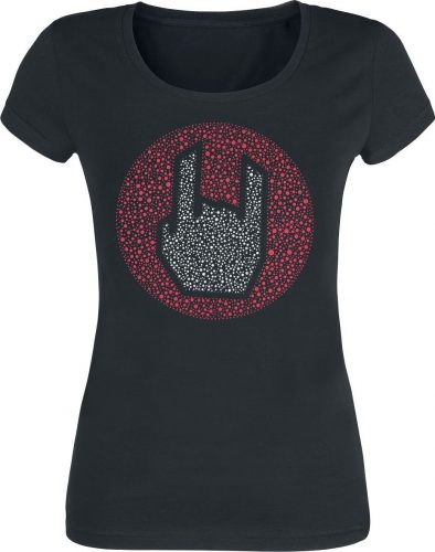 EMP Basic Collection T-Shirt mit Pünktchen-Rockhand Tričko černá