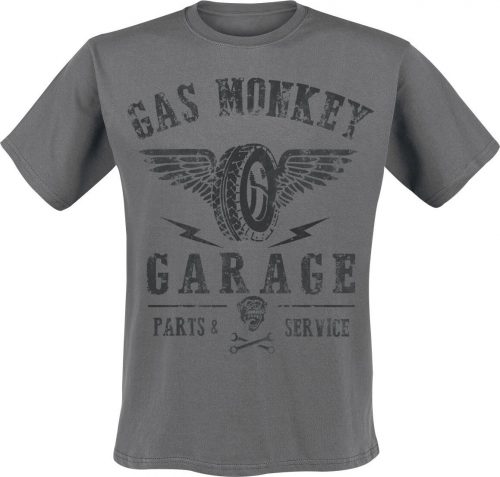Gas Monkey Garage Tyres Part Service Tričko charcoal