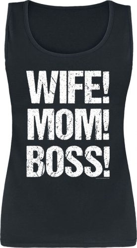 Wife! Mom! Boss! Dámský top černá