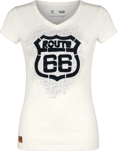 Rock Rebel by EMP Bílé tričko Rock Rebel X Route 66 s reliéfním potiskem Dámské tričko šedobílá