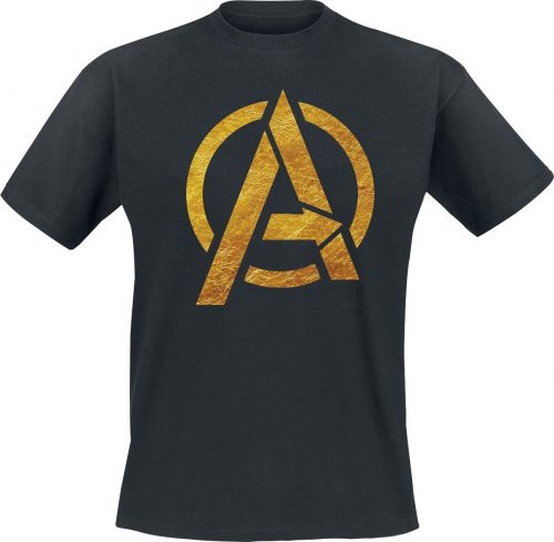 Avengers Gold Foil Logo Tričko černá