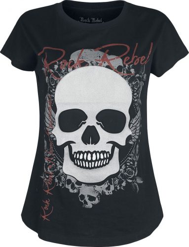 Rock Rebel by EMP Tričko s prošívanou lebkou Dámské tričko černá