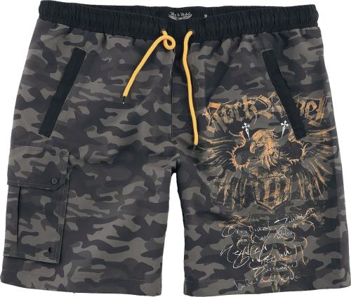 Rock Rebel by EMP Badeshorts im Camouflage Muster mit Prints und Taschen Pánské plavky maskáčová