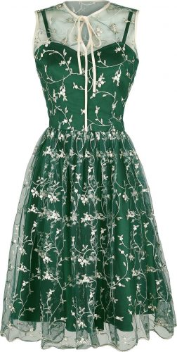 Voodoo Vixen Šaty Tallulah s tylovou květovou ozdobou Šaty zelená