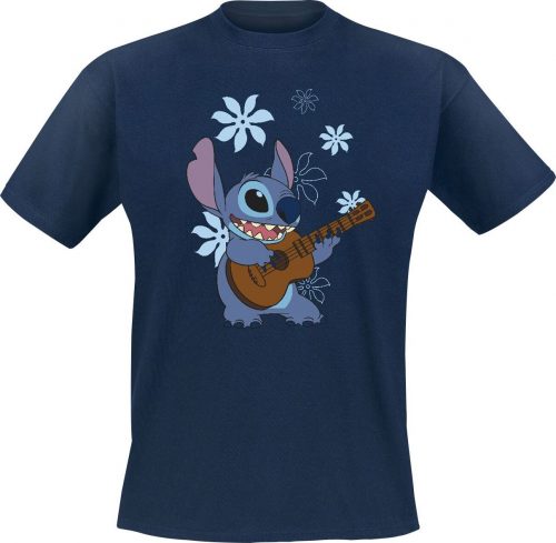 Disney Lilo And Stitch - Stitch playing guitar Tričko námořnická modrá