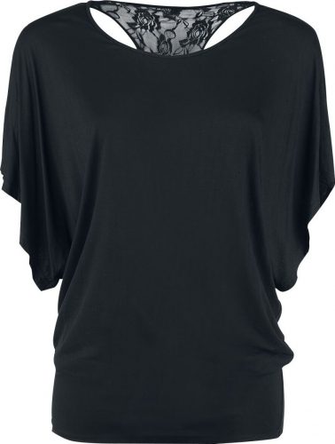 Gothicana by EMP Tričko s netopýřími rukávy a krajkou na zádech Dámské tričko černá