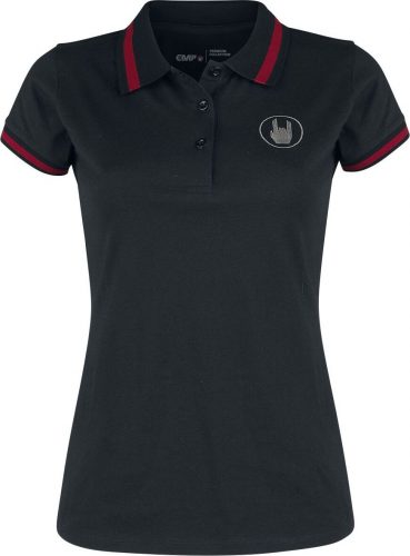 EMP Premium Collection Cierna polokošela s výšivkou a cervenými detailmi Dámské tričko černá