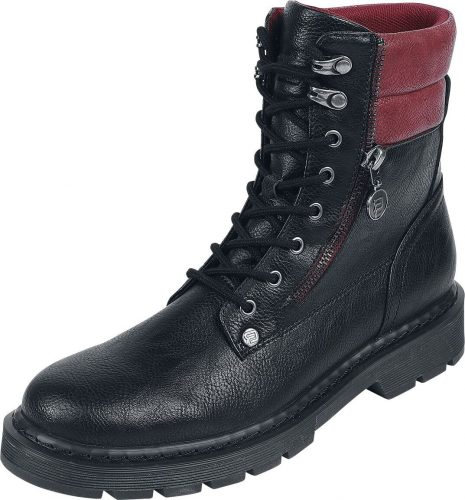 RED by EMP Černé boty s červenou holení boty tmavě červená