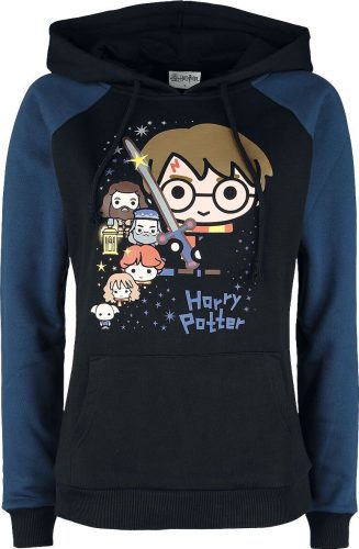 Harry Potter Chibi Dámská mikina s kapucí cerná/modrá