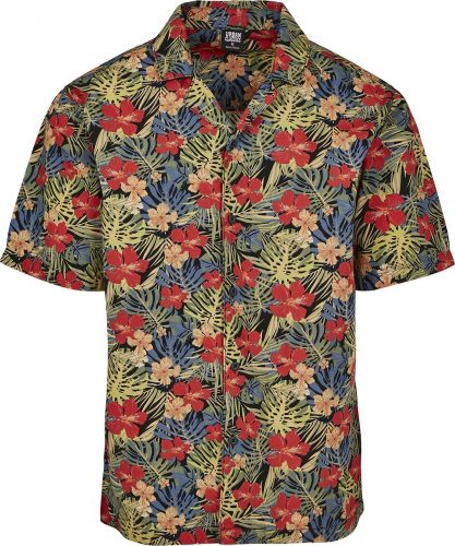Urban Classics Vzorovaná košile Aloha Resort Košile černá/zelená/rudá