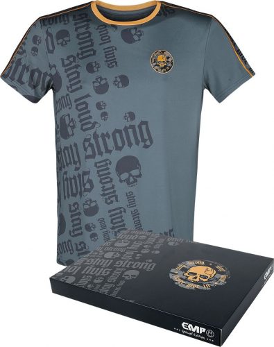 EMP Special Collection Sportovní tričko s nápisem a potiskem s lebkou Tričko šedá