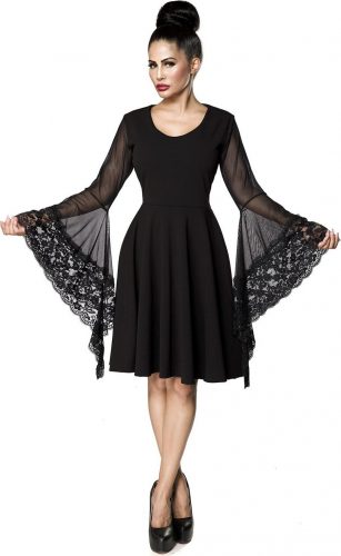 Ocultica Gotické šaty s rozšířenými rukávy Šaty černá