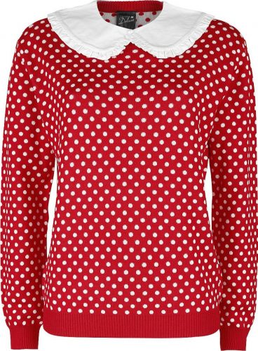 Pussy Deluxe Pletený pulovr Dotties s límcem Dámnský svetr cervená/bílá