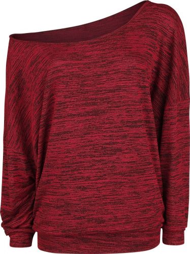 RED by EMP Oversize žíhaný svetr se širokým límcem Dámská mikina s nádechem bordové