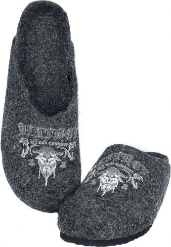 Black Premium by EMP Šedé pantofle s vikingským potiskem papuce tmavě šedá