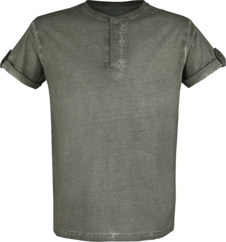 Black Premium by EMP Zelené tričko s knoflíky a zahnutými manžetami Tričko zelená