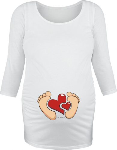 Móda pro těhotné Top s dlouhými rukávy Heart and Feet Dámské tričko s dlouhými rukávy bílá