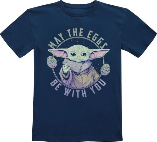 Star Wars Baby Yoda - May the Eggs be with you detské tricko modrá