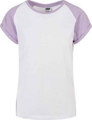 Urban Classics Dámské kontrastní raglanové tričko Dámské tričko bílá / fialová
