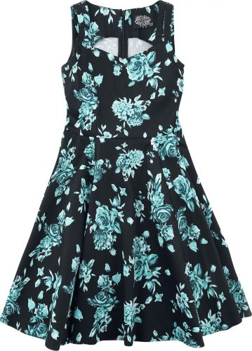 H&R London Šaty s kruhovou sukní Black Rosaceae detské šaty cerná/tyrkysová