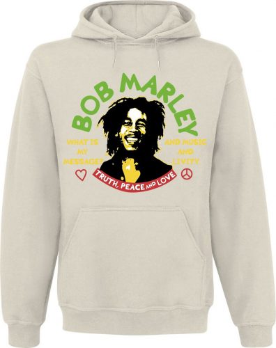 Bob Marley Truth Peace & Love Mikina s kapucí písková