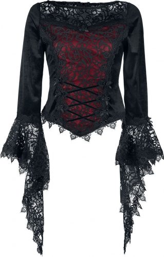 Sinister Gothic Gotické tričko s dlouhými rukávy Dámské tričko s dlouhými rukávy cerná/bordová