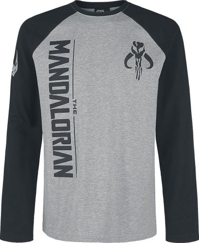 Star Wars The Mandalorian - Logo Tričko s dlouhým rukávem smíšená šedo-černá