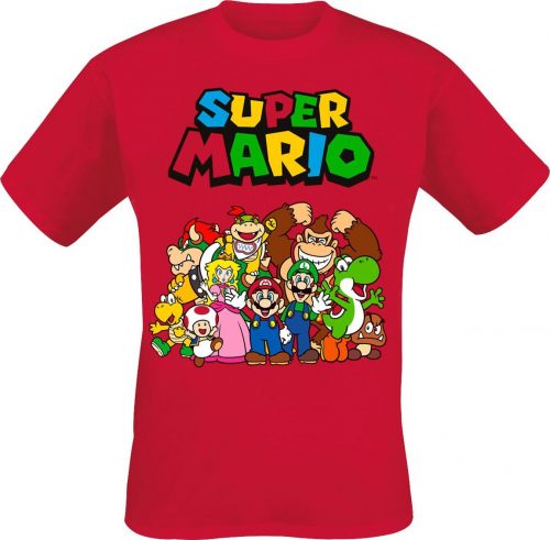 Super Mario Group Shot Tričko červená