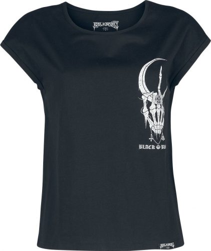 Black Blood by Gothicana T-Shirt mit Sichelmond und Skeletthand Dámské tričko černá