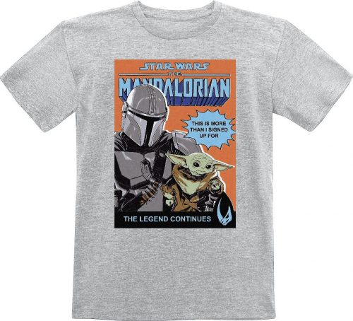 Star Wars The Mandalorian - Signed Up detské tricko šedá