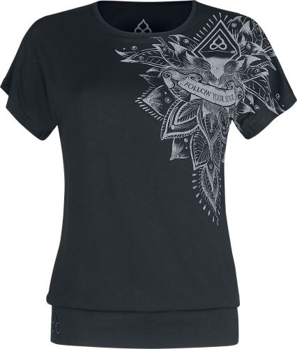 EMP Special Collection Ležérní černé tričko Sport and Yoga s detailním potiskem Dámské tričko černá