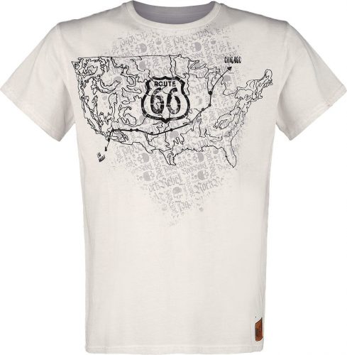 Rock Rebel by EMP Bílé tričko Rock Rebel X Route 66 s reliéfním potiskem Tričko bílá