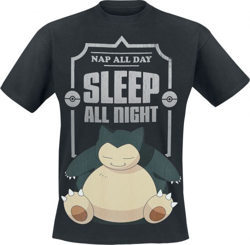 Pokémon Snorlax - Sleep All Night Tričko černá