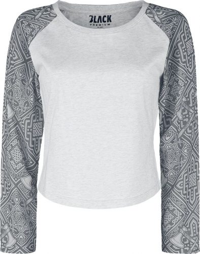 Black Premium by EMP Dámské tričko s dlouhými rukávy skvrnitá světle šedá / tmavě šedá skvrnitá