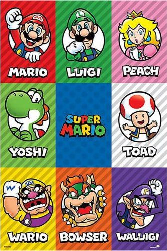 Super Mario Characters plakát vícebarevný