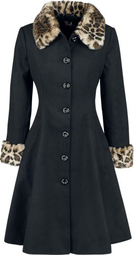 Hell Bunny Kabát Robinson Dámský kabát černý leopard