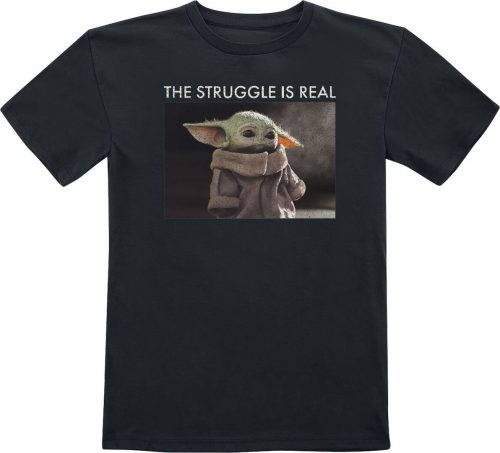 Star Wars Kids - Baby Yoda - The Struggle Is Real detské tricko černá
