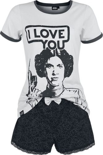 Star Wars Leia Organa - I Love You pyžama šedá/cerná