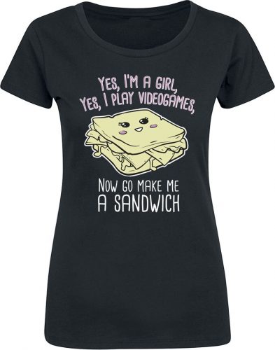 Zábavné tričko Gamer Girl - Sandwich Dámské tričko černá