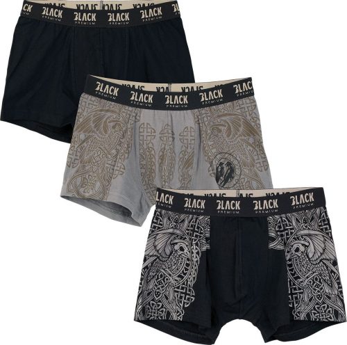 Black Premium by EMP Sada černě/šedých boxerek s potiskem v keltském stylu Boxerky šedá