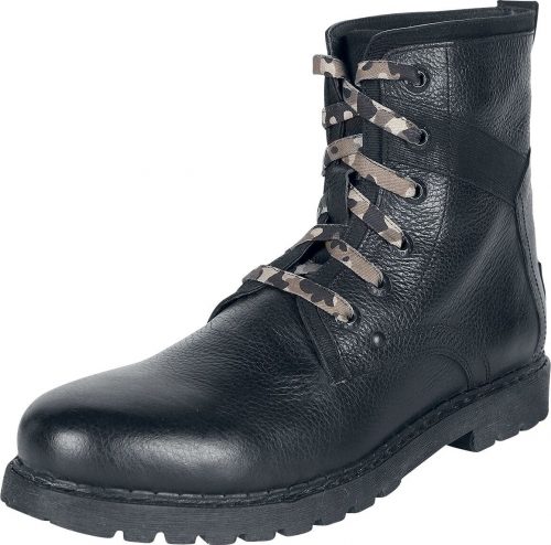 Black Premium by EMP Černé boty na šněrování s kamufláž vzorem boty černá