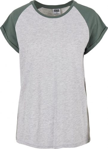 Urban Classics Dámské kontrastní raglanové tričko Tričko šedivějící / zelená